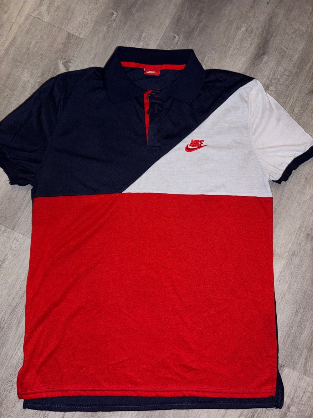 Nike Men’s Diagonal Colorblock Polo - Red, Navy & White
